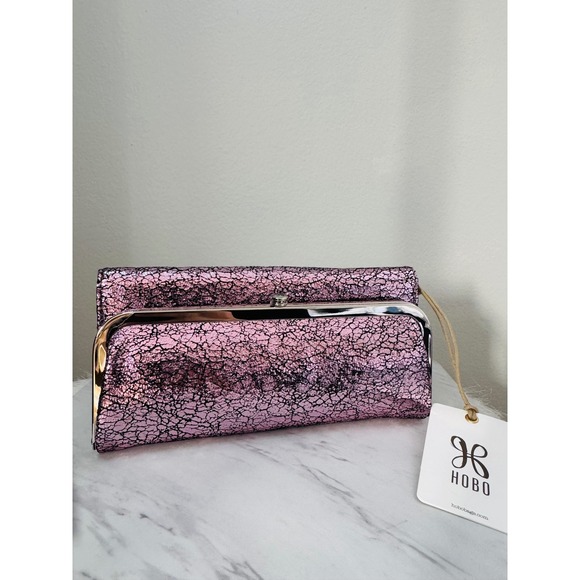 HOBO Rachel Continental Clutch Leather Wallet Blushed Crackle Metallic, NWT - Picture 5 of 15